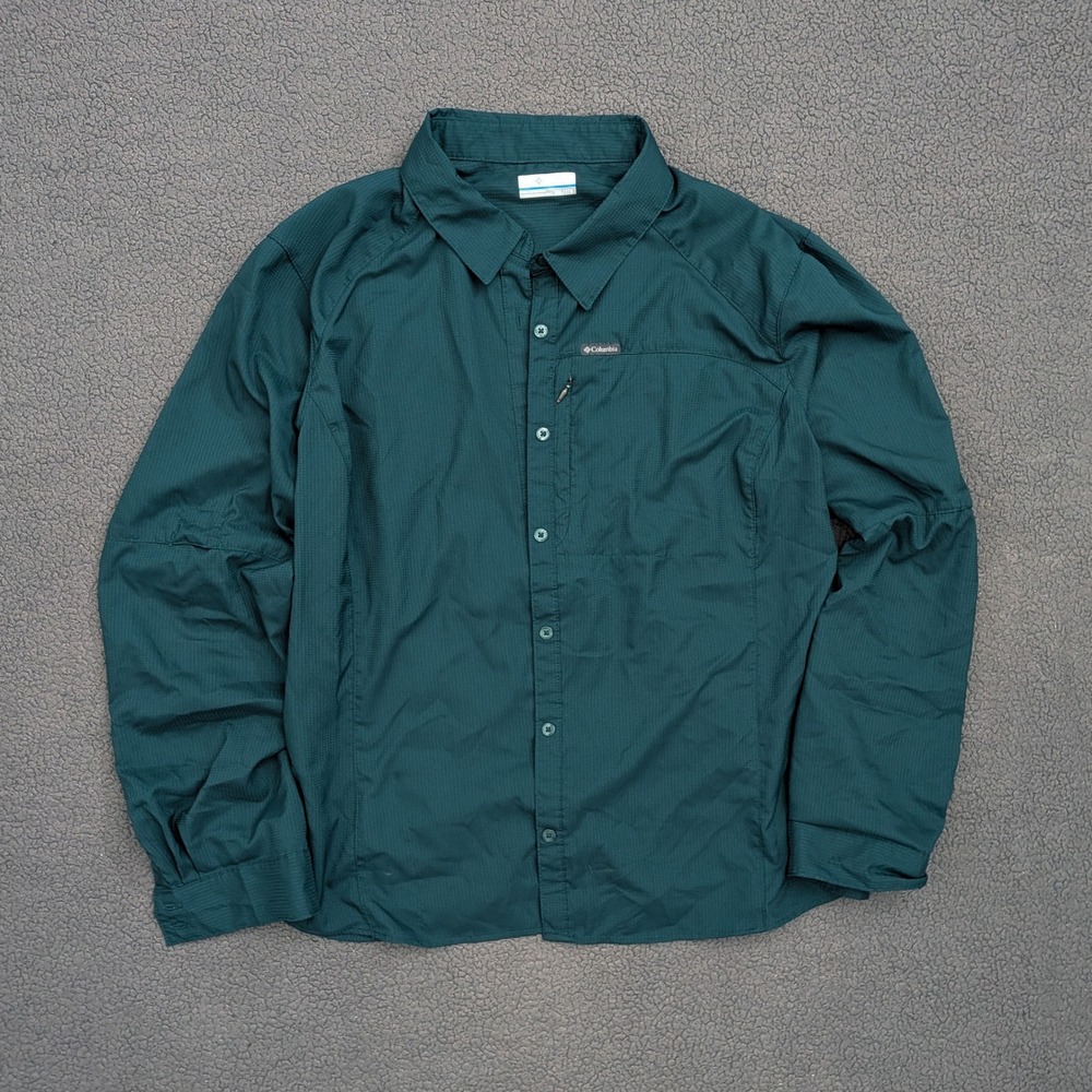 Columbia Silver Ridge Teal Green Ripstop Long Sleeve Hiking Shirt Womens XXL